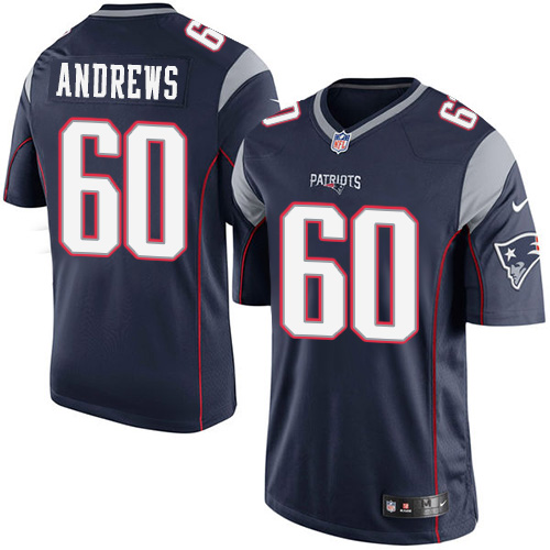 Youth Elite David Andrews Nike Jersey Navy Blue Home - #60 NFL New England Patriots